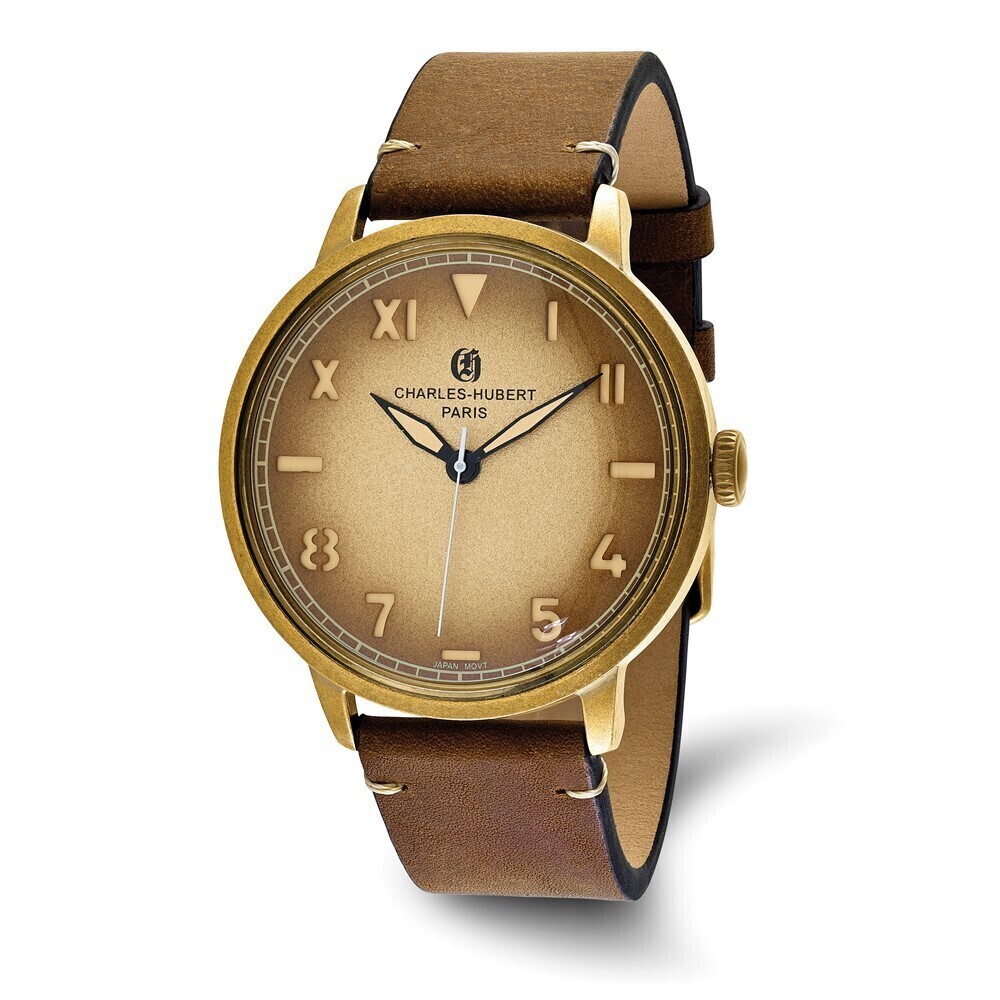Kazi Luxury Charles Hubert Antique IP-plated Stainless Steel Brown Dial Quartz